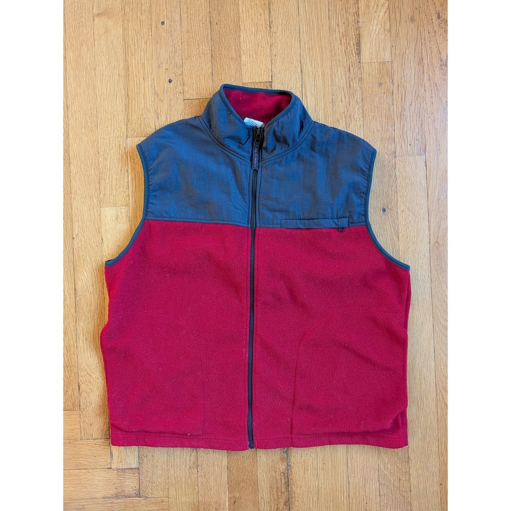 Vintage Old Navy Fleece Vest Mens Medium Red/Black Streetware Y2K 2000s Pockets